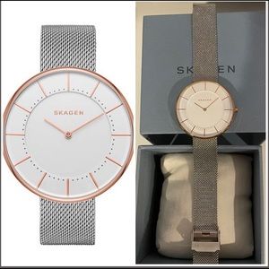 Skagen Anita Two-Tone Mesh Watch in Silver and Rose Gold